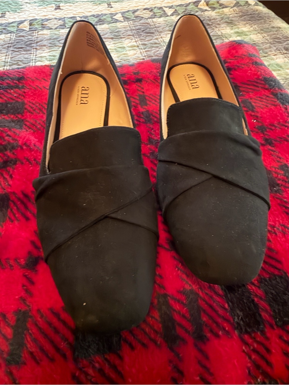 a.n.a Black Suede Cross-Front Loafers